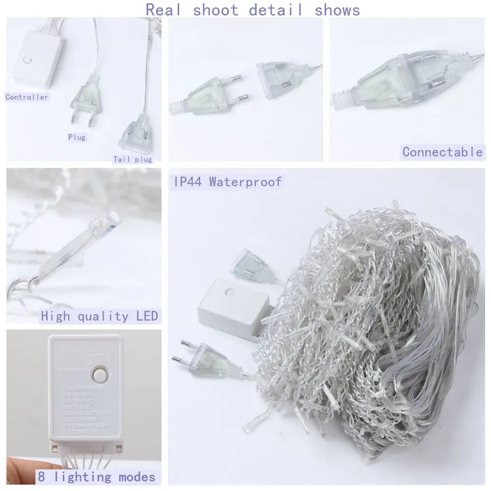 4/6/12M LED Icicle String Lights Fairy Curtain Birthday Lights Garland For Outdoor Garden Party Home Street 2025 New Year Decor