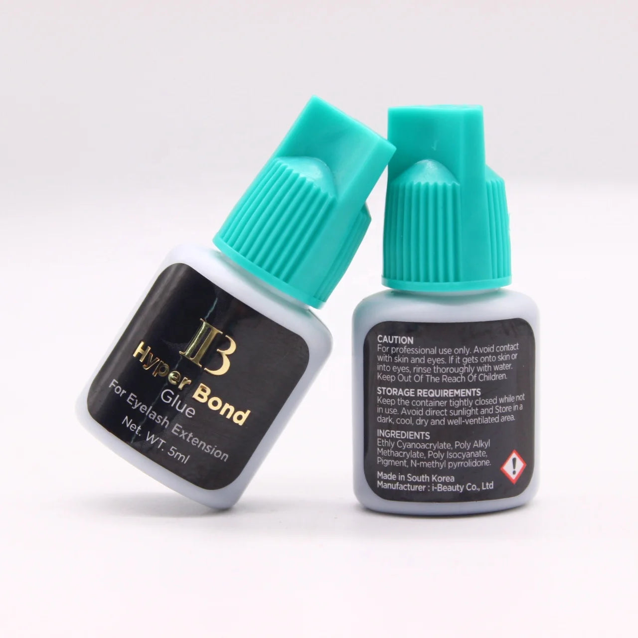IB Ibeauty Hyper Bond Glue for Eyelash Extensions 2 Bottles 0.5 Seconds Fast Drying Professional Lash Adhesive Cyan Cap