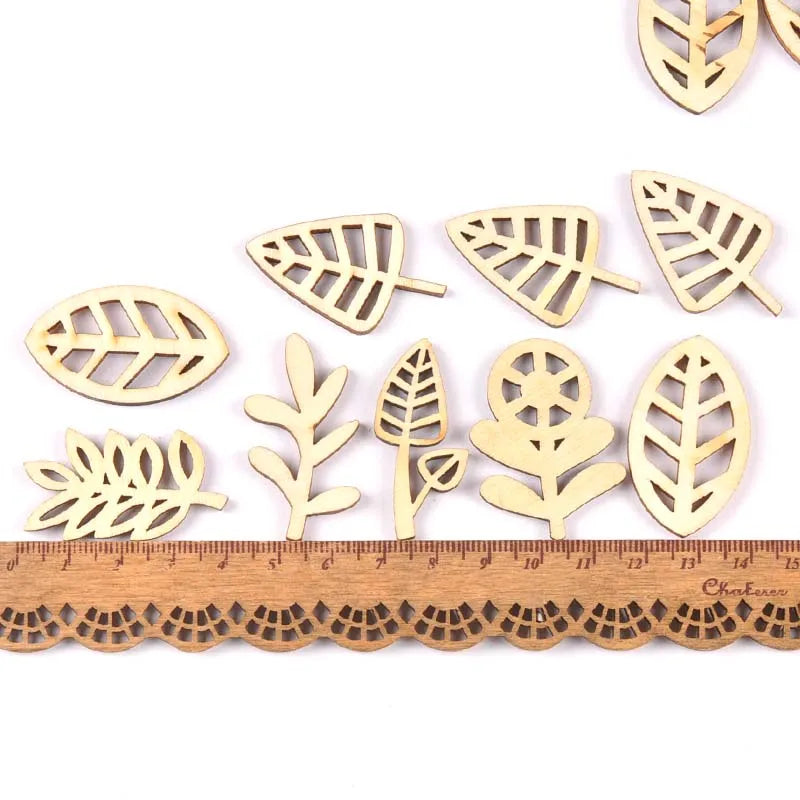Mixed Leaf Animal Butterfly Chips Wooden Cutouts Craft Embellishments mt2520