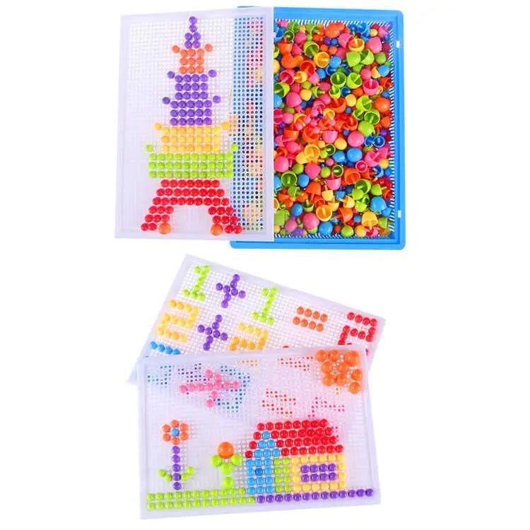 296 Pieces Set Grain Mushroom Nail Beads 3D Puzzle Toy
