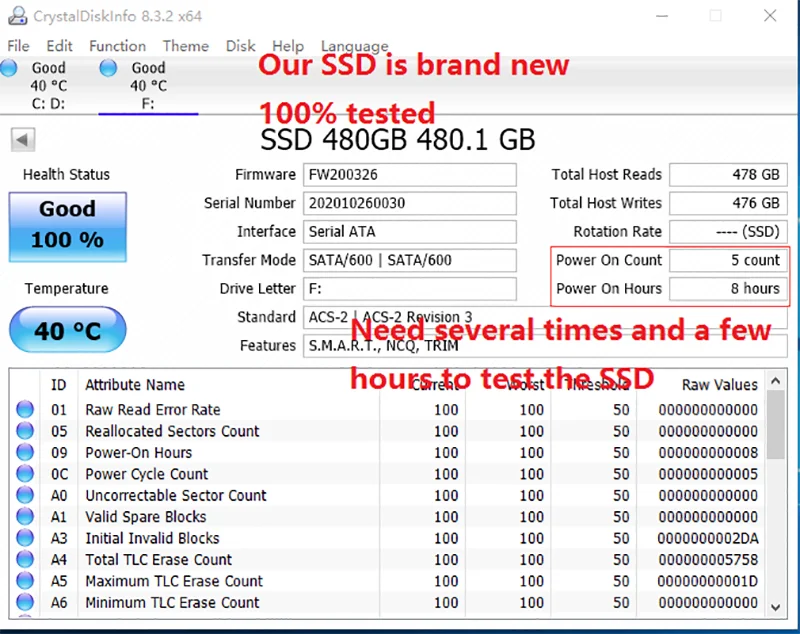 Goldenfir SSD 120GB 250GB 500GB 960GB 2.5 Hard Drive Disk Disc Solid State Disks 2.5 " Internal