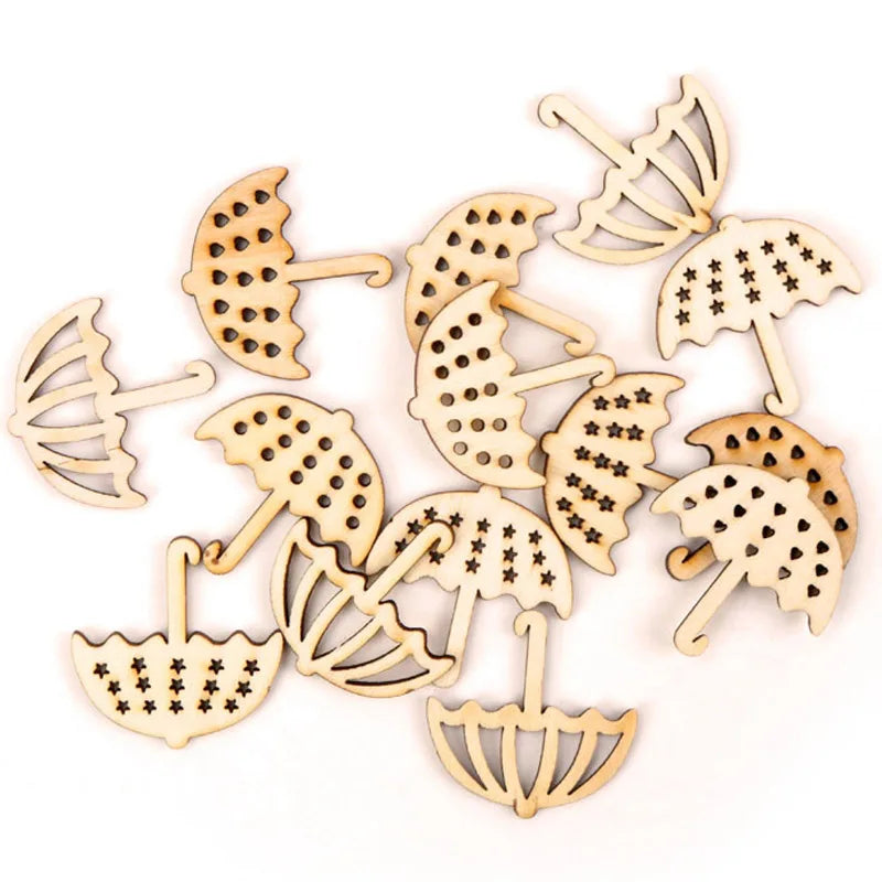 Handmade Wooden Animal Leaves Painting Scrapbooking DIY Accessories