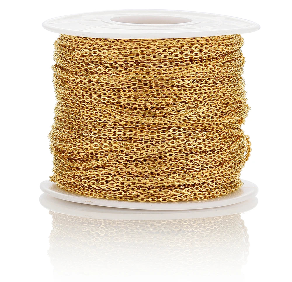 10 Meters Stainless Steel Chain 1 1.5 2mm Gold Steel Color for DIY Jewelry Making