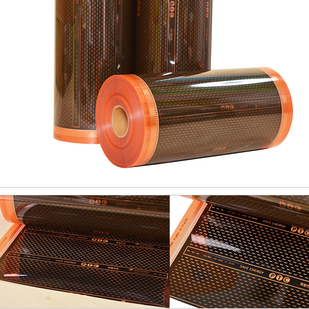 All Sizes Brand New AC220V Graphene PTC Heating Film Infrared Electric Warm Floor Heating System 240W/m2 Carbon Foil