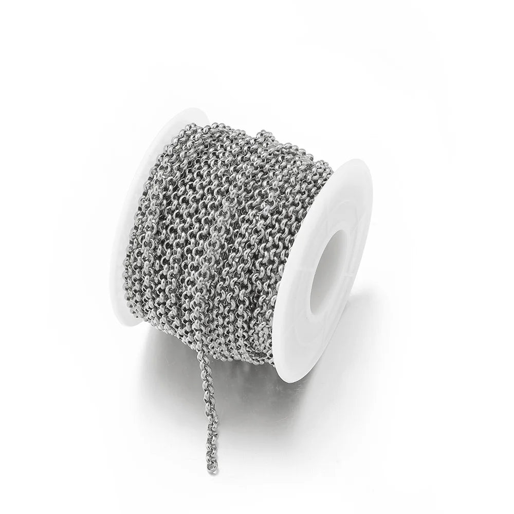 1Meter Stainless Steel Chains 2.5/3/4mm Gold Round O Shape Necklace Bracelet DIY Jewelry Making