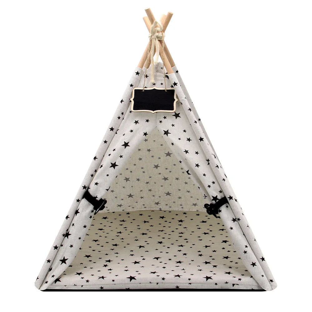 Pet Tent House Cat Tunnel Portable Teepee Small Dog Puppy Tent Bed Kennel Warm Cat Indoor Outdoor House Sleeping Bed Cushion
