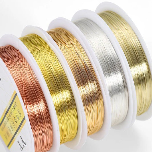 1 Roll Gold Color Copper Wire Beading Cord 0.2-1.0mm DIY Jewelry