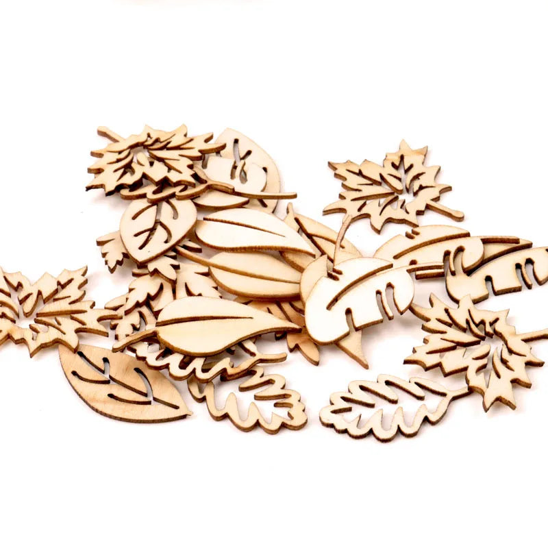 Handmade Wooden Animal Leaves Painting Scrapbooking DIY Accessories