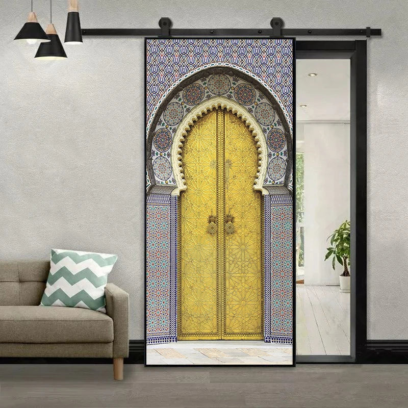 2pcs/Set Muslim Styles Door Art Mural Sticker Peel & Stick PVC Home Decor