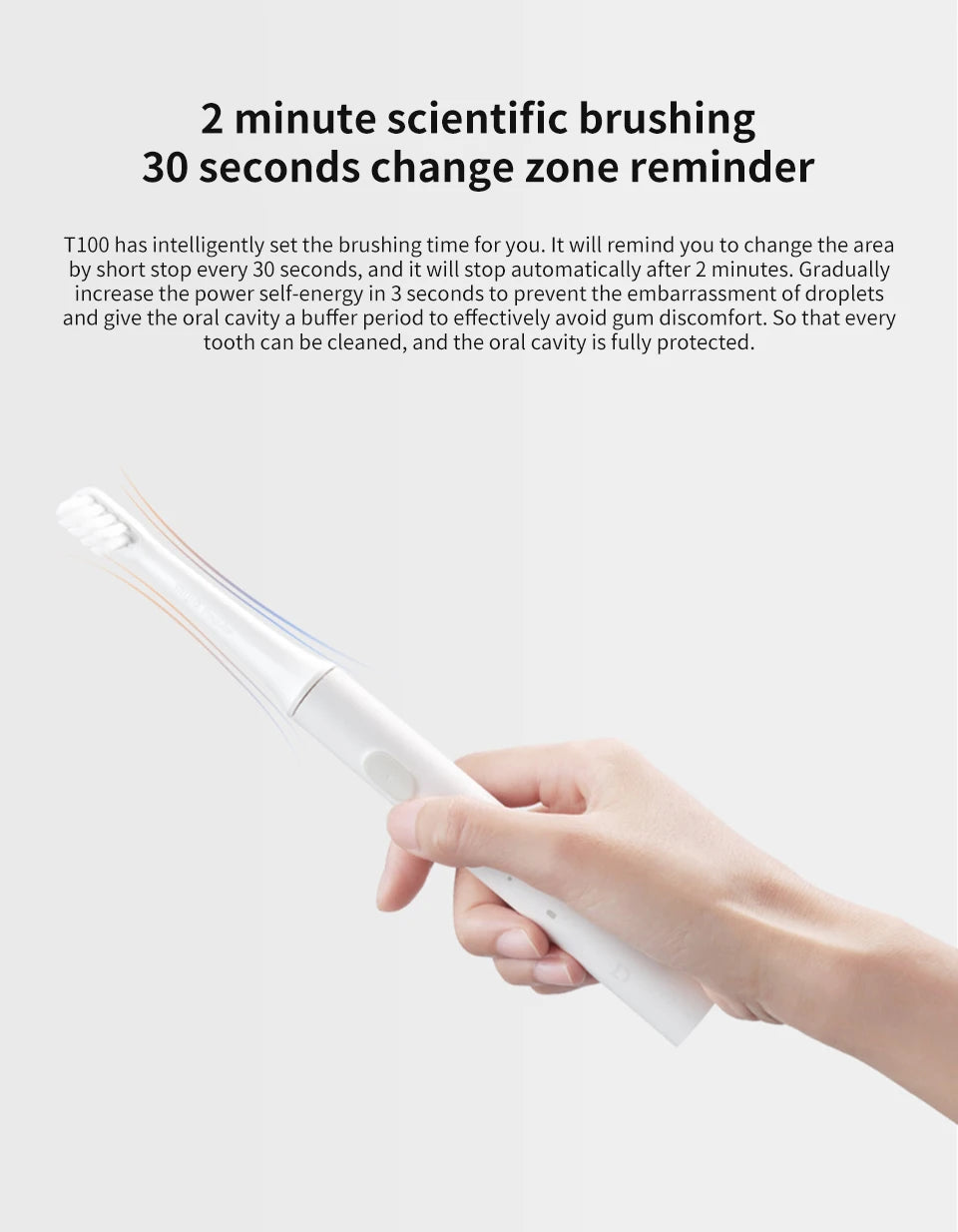 XIAOMI Mijia T100 Cepillo de dientes eléctrico sónico Mi Smart Tooth Brush Colorido USB Recargable IPX7 Impermeable Para cabezal de cepillo de dientes