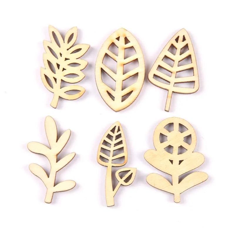 Mixed Leaf Animal Butterfly Chips Wooden Cutouts Craft Embellishments mt2520