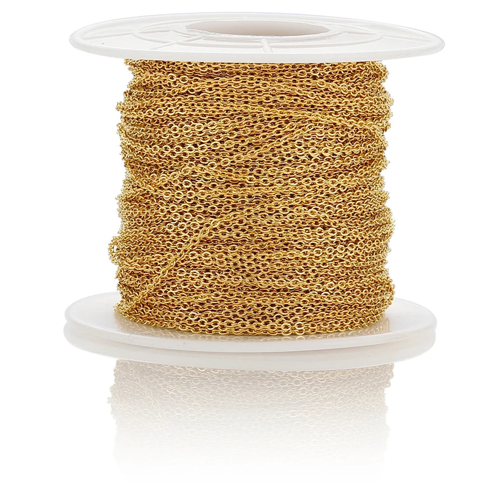 10 Meters Stainless Steel Chain 1 1.5 2mm Gold Steel Color for DIY Jewelry Making
