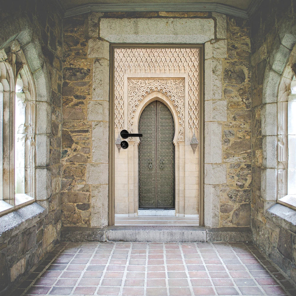 2pcs/Set Muslim Styles Door Art Mural Sticker Peel & Stick PVC Home Decor