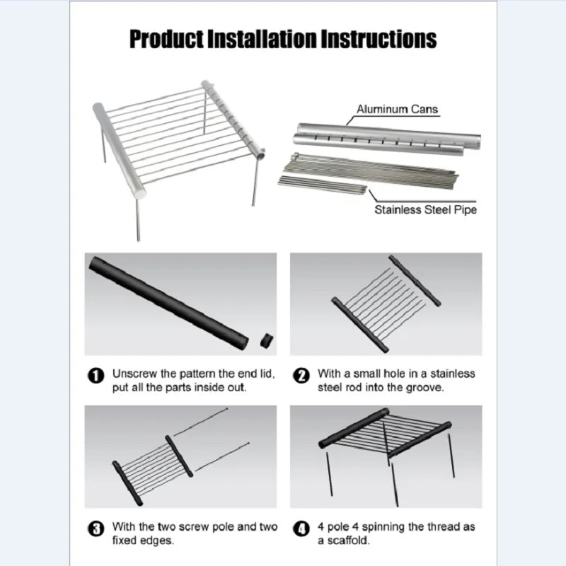 Mini Pocket BBQ Grill Portable Stainless Steel Folding Grill for Outdoor Cooking and Barbecues