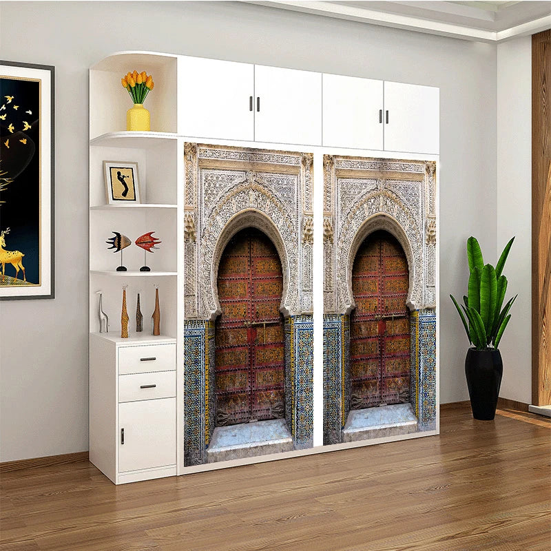 2pcs/Set Muslim Styles Door Art Mural Sticker Peel & Stick PVC Home Decor
