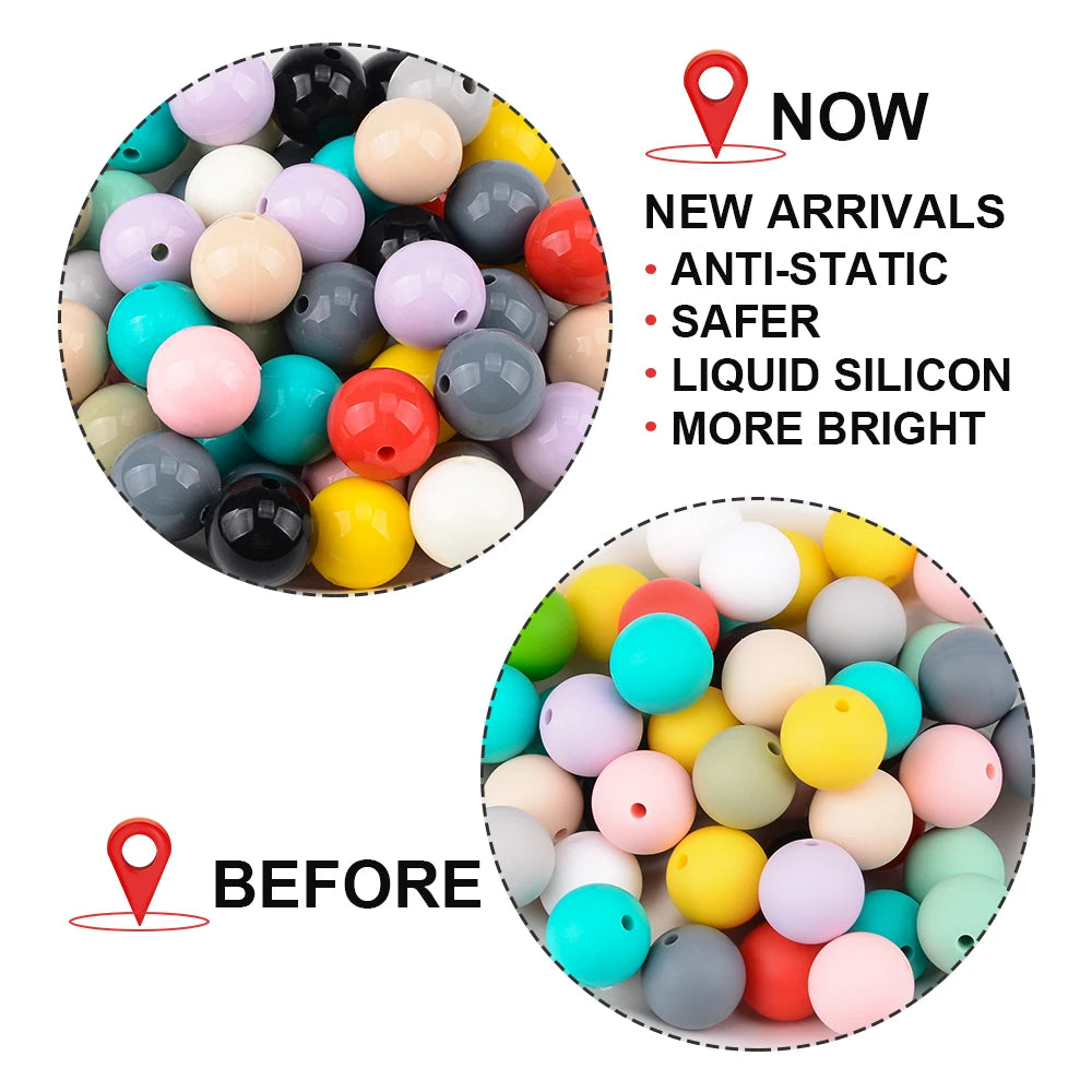 LOFCA 15mm Silicone Loose Beads 20pcs Safe Teether For Infants