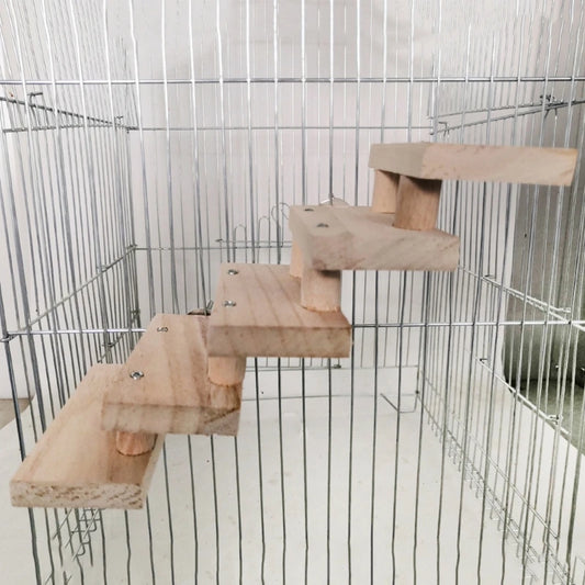 090C Natural Wooden 3/4/5/6/7/8 Layers Hamster Ladder Toys Pet Parrot Climbing Stairs Gifts Cage Accessory