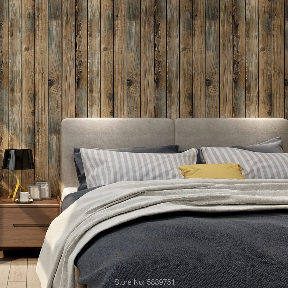Retro Faux Wood Grain Peel And Stick Wallpaper Roll For Restaurants