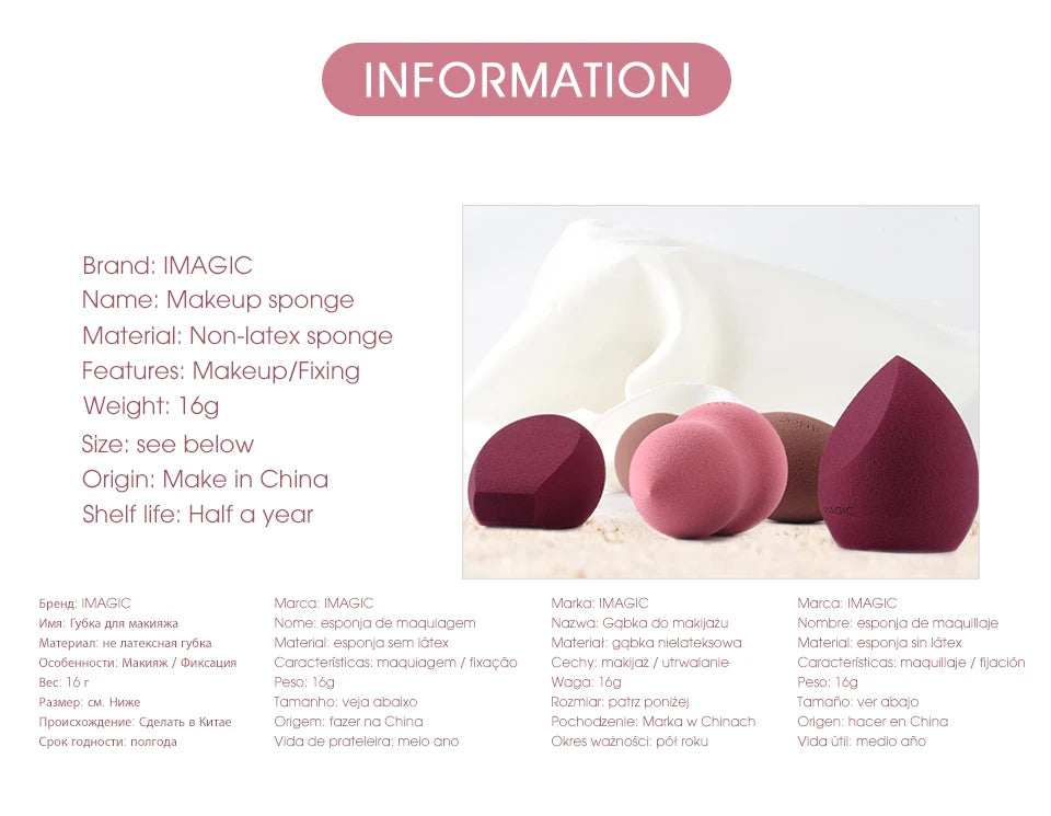 IMAGIC Professional Makeup Sponge Set 10 Pcs Ultra-Soft Wet and Dry Beauty Blender Puff for Flawless Application