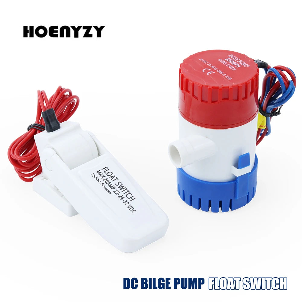 Minibomba de achique eléctrica sumergible para barco, 12 V CC, 500/750/1100 GPH, con sensor de interruptor de flotador para hidroavión, motor, casa flotante