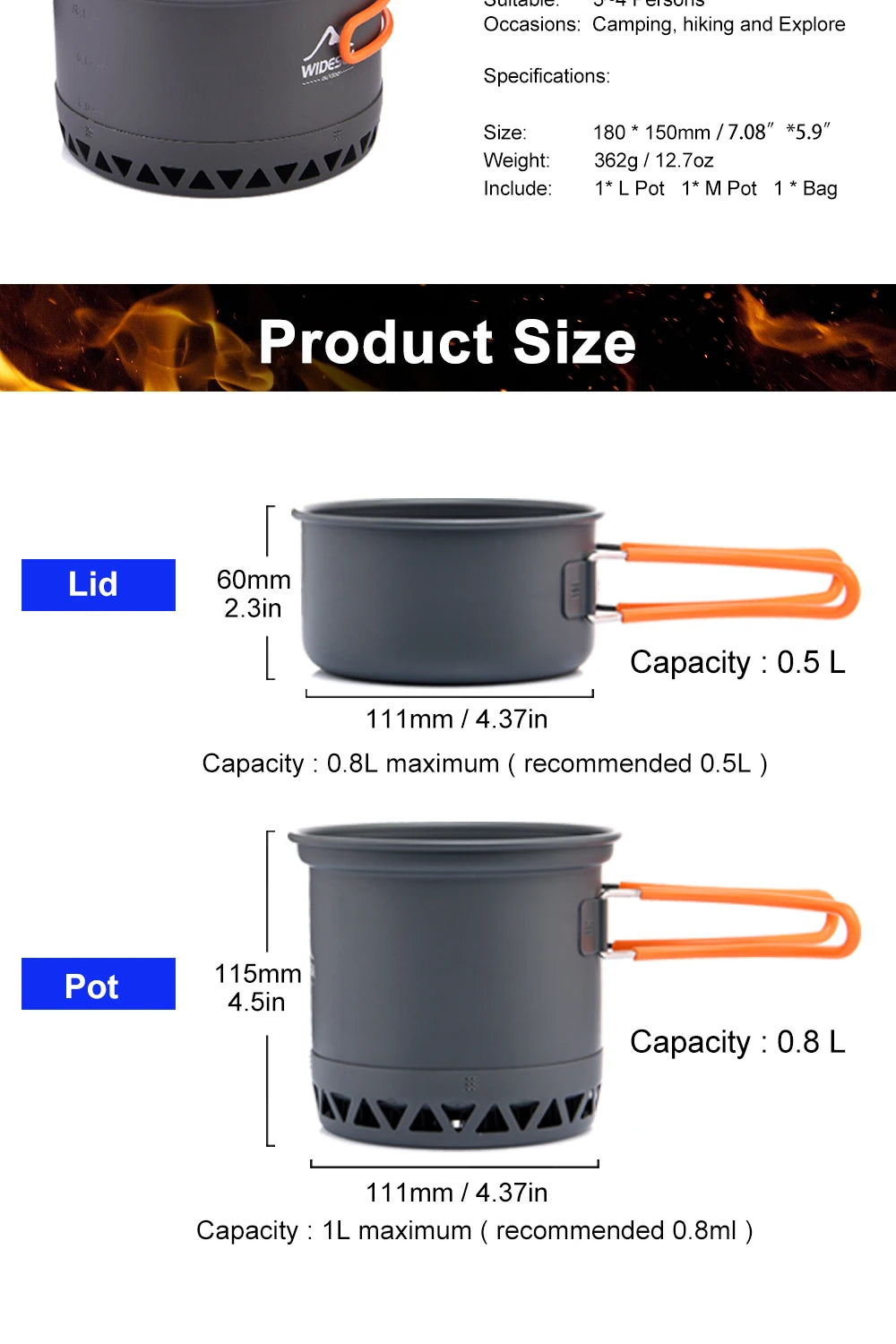 Outdoor Cookware Set – 1.3L/2.3L Camping Pot, Kettle & Tableware for Travel Cooking
