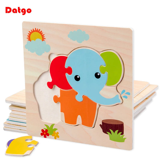 Baby Wooden 3D Puzzles Tangram Shapes For Learning Fun