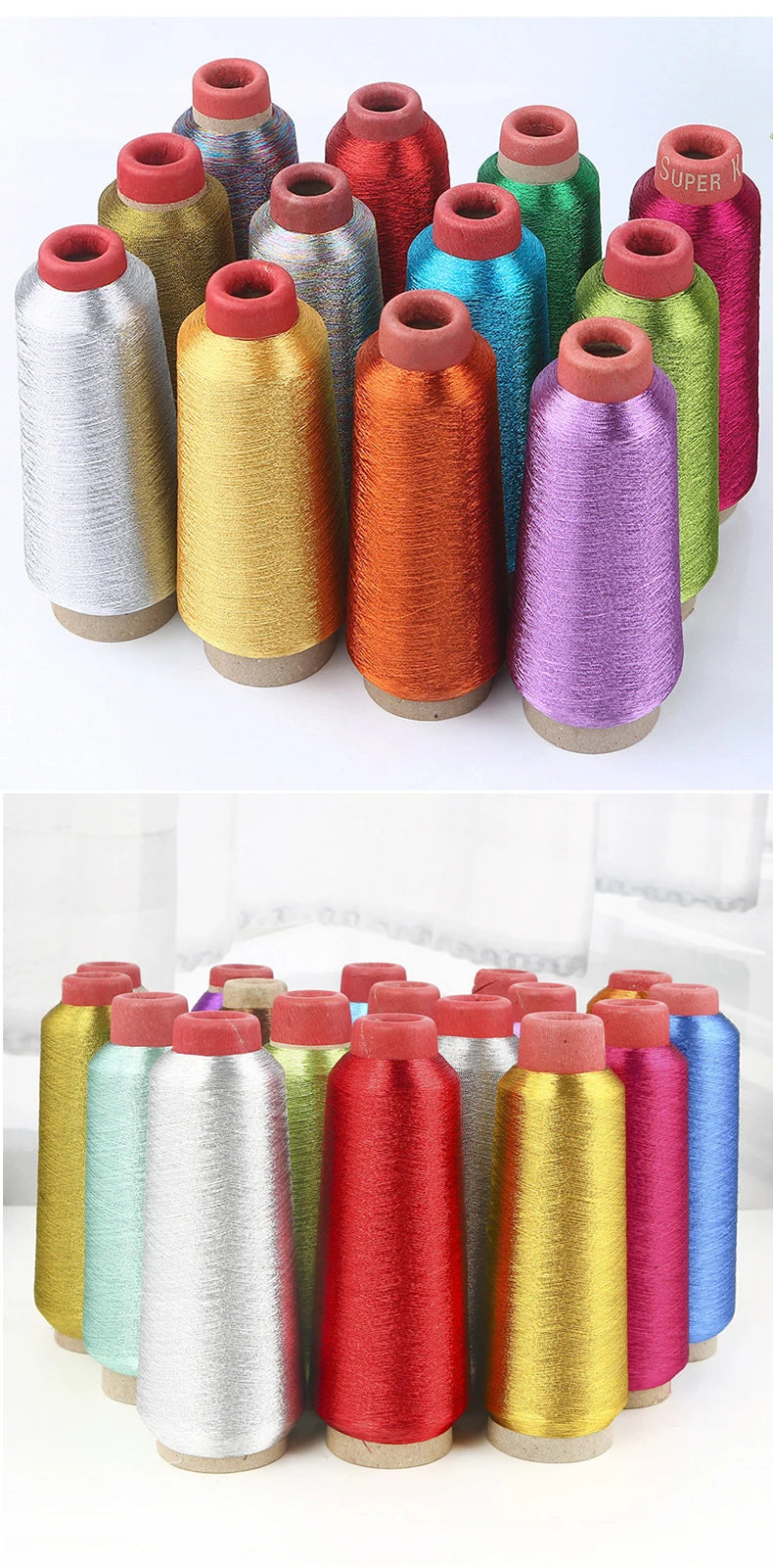 Colorful Computer Embroidery Cross Stitch DIY Bright Silk Metallic Yarn 3200M