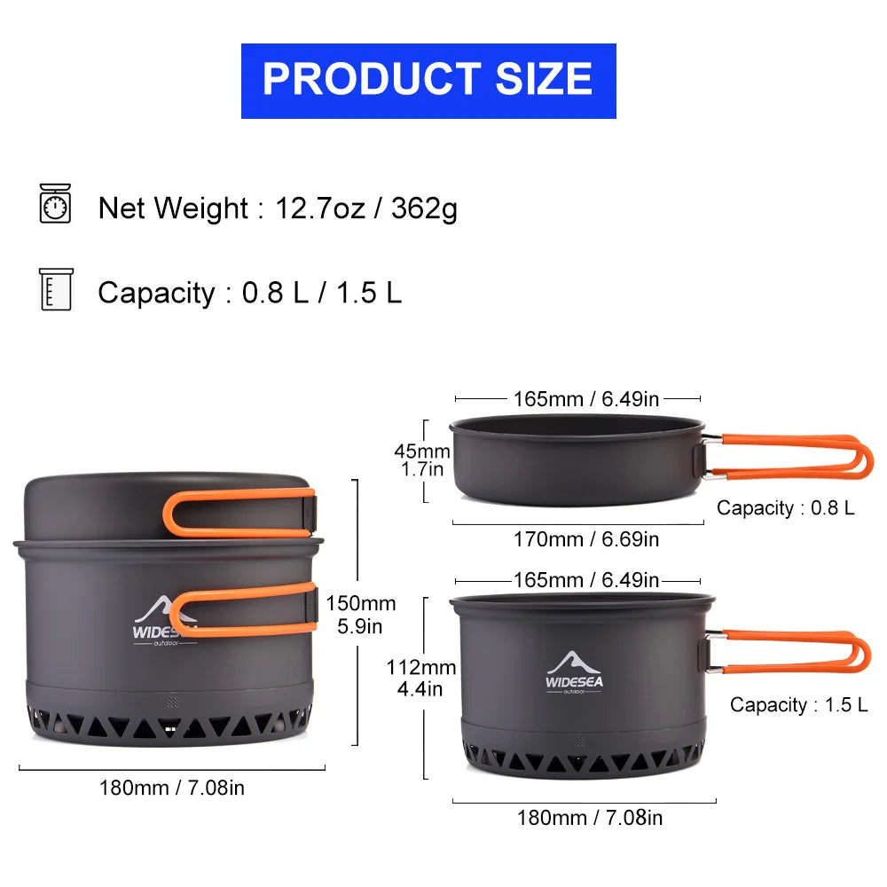 Outdoor Cookware Set – 1.3L/2.3L Camping Pot, Kettle & Tableware for Travel Cooking