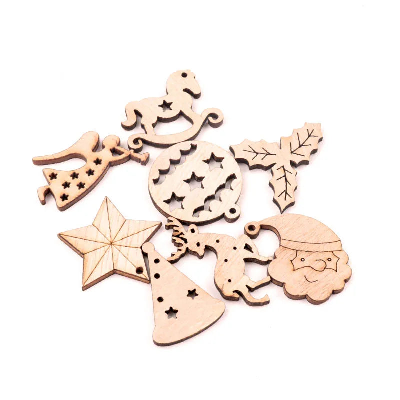 30mm 40pcs Wooden Christmas Scrapbooking DIY Embellishments MZ428