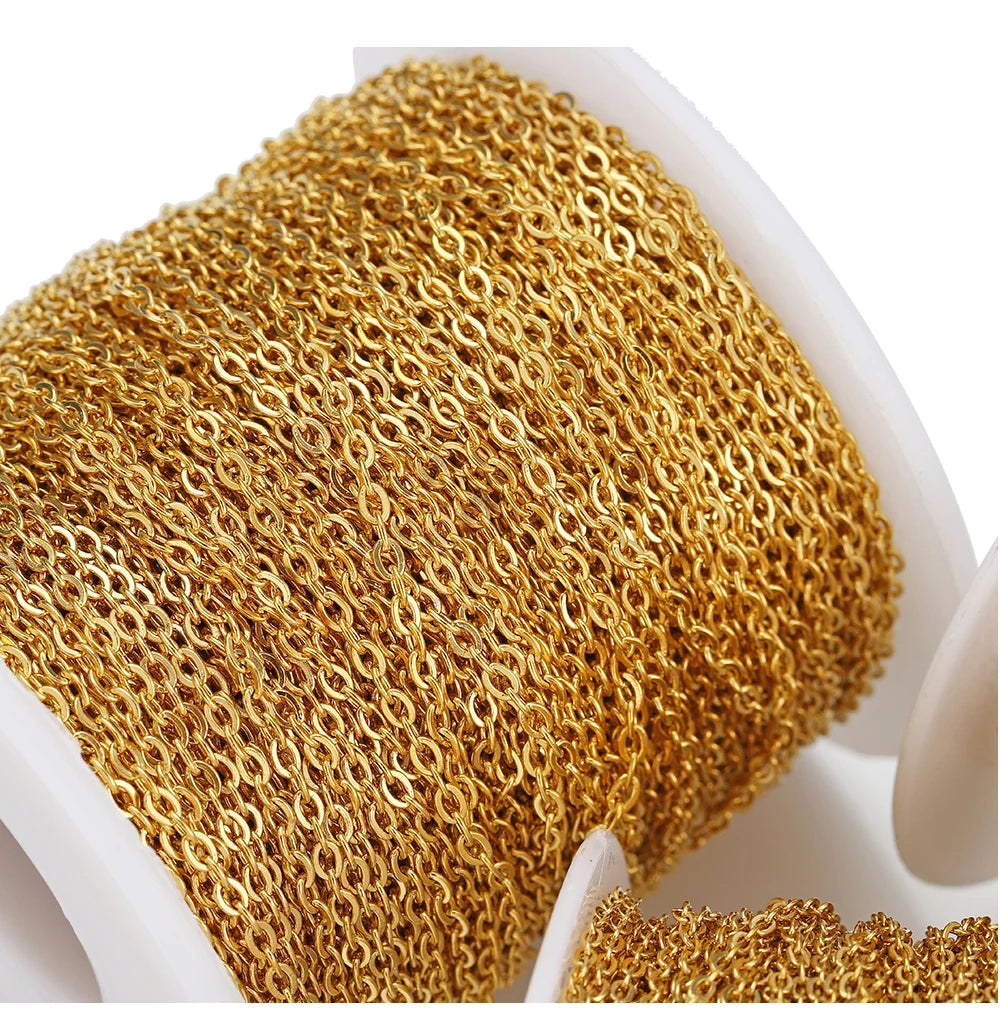 10 Meters Stainless Steel Chain 1 1.5 2mm Gold Steel Color for DIY Jewelry Making