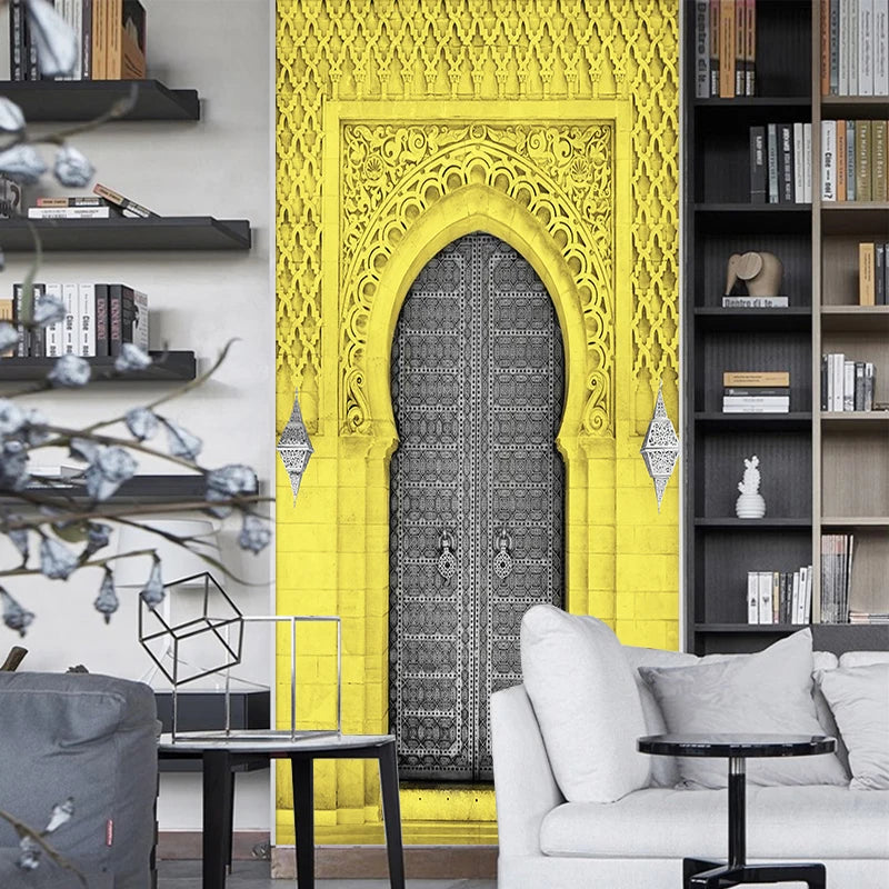 2pcs/Set Muslim Styles Door Art Mural Sticker Peel & Stick PVC Home Decor