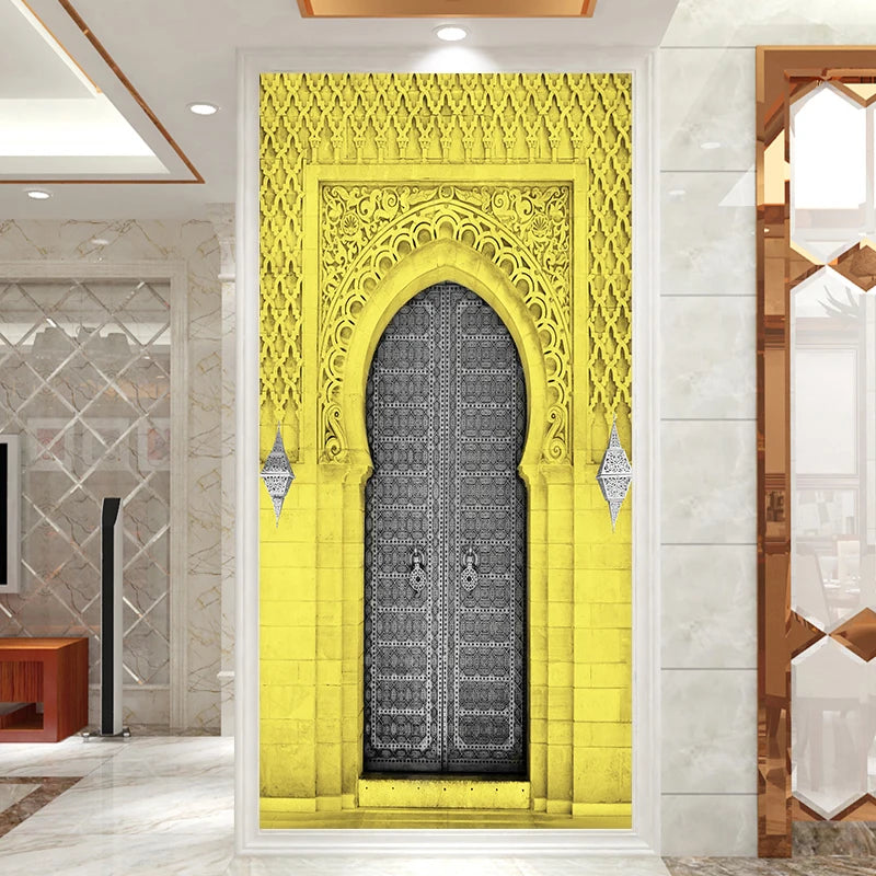 2pcs/Set Muslim Styles Door Art Mural Sticker Peel & Stick PVC Home Decor