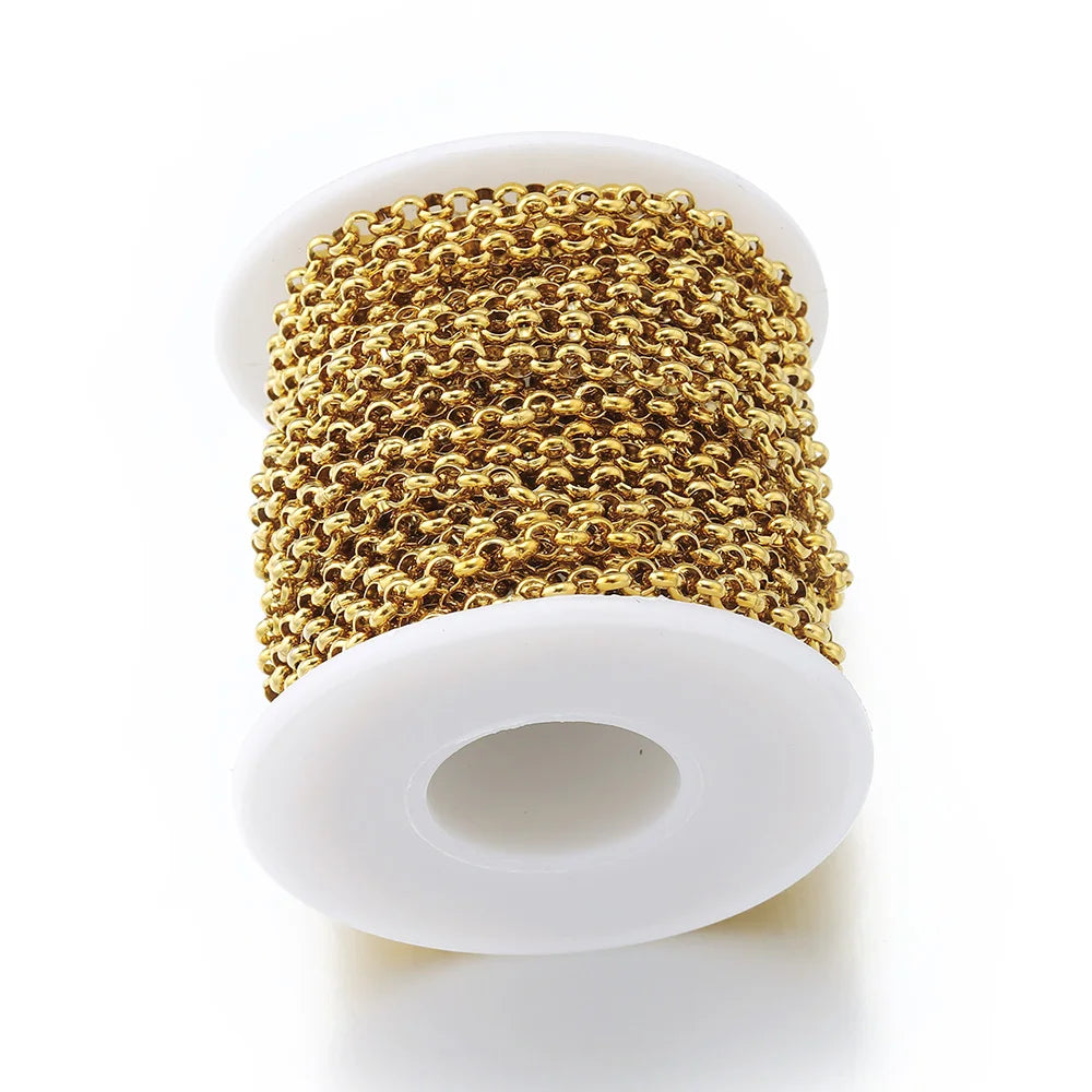 1Meter Stainless Steel Chains 2.5/3/4mm Gold Round O Shape Necklace Bracelet DIY Jewelry Making