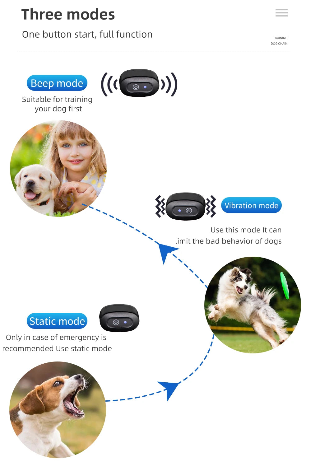 Electric Dog Training Collar 800m Distance Dog Trainer Remote Control Dog Collars Rechargeable Dog Shock Vibration Sound Collar