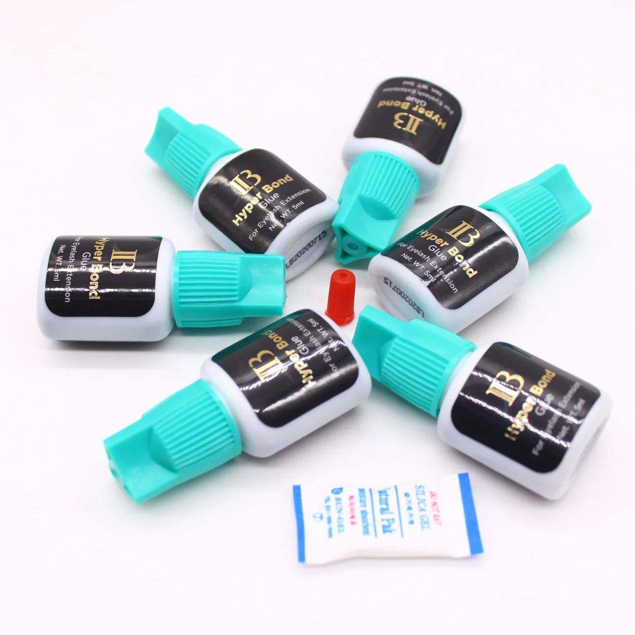 IB Ibeauty Hyper Bond Glue for Eyelash Extensions 2 Bottles 0.5 Seconds Fast Drying Professional Lash Adhesive Cyan Cap