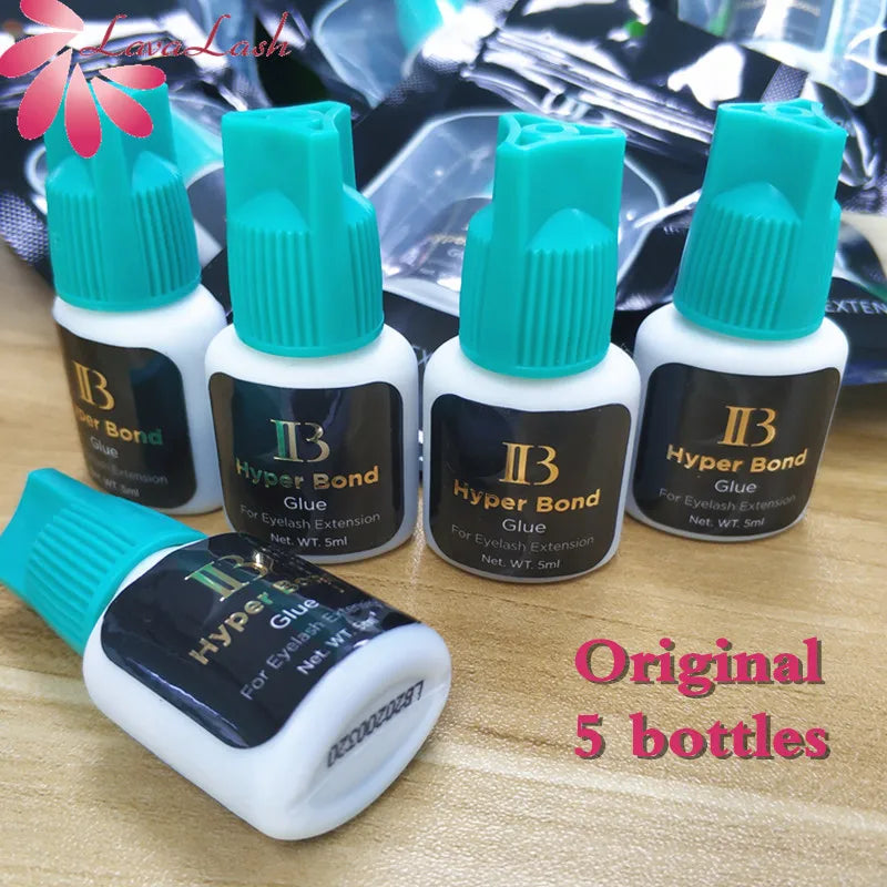 IB Ibeauty Hyper Bond Glue for Eyelash Extensions 2 Bottles 0.5 Seconds Fast Drying Professional Lash Adhesive Cyan Cap