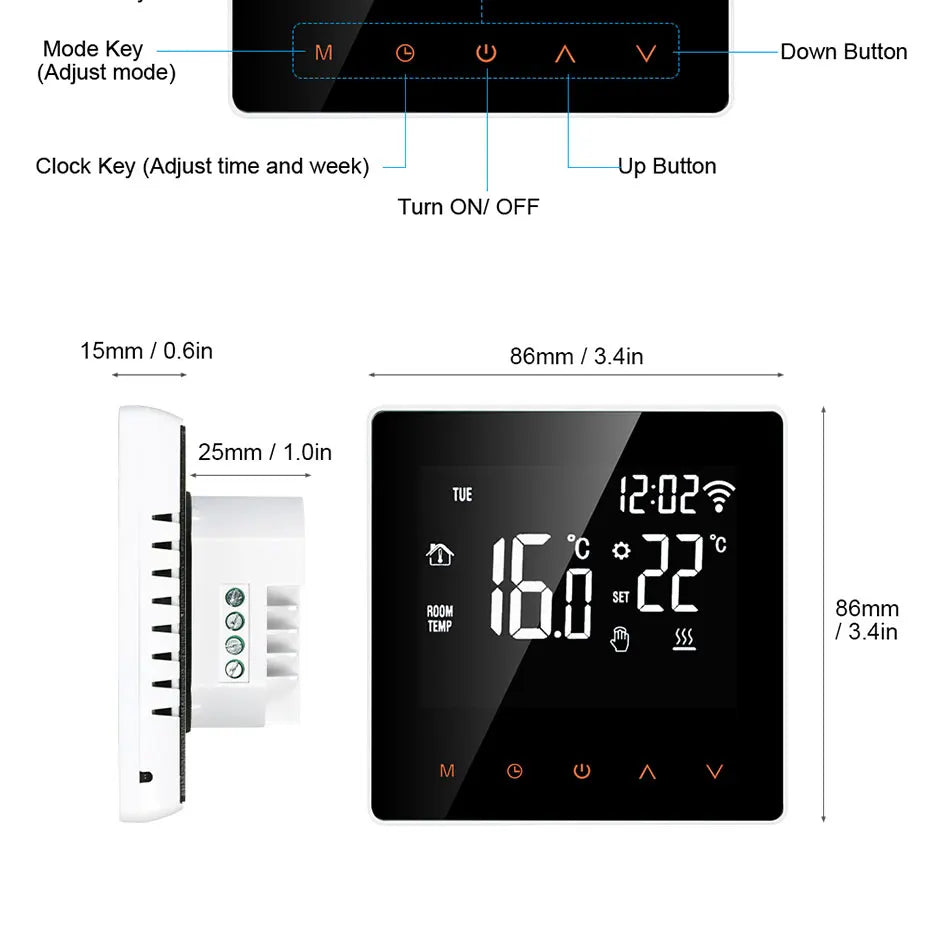 Smart WiFi Thermostat for Electric Heating and Gas Boiler with Alexa and Google Home Integration