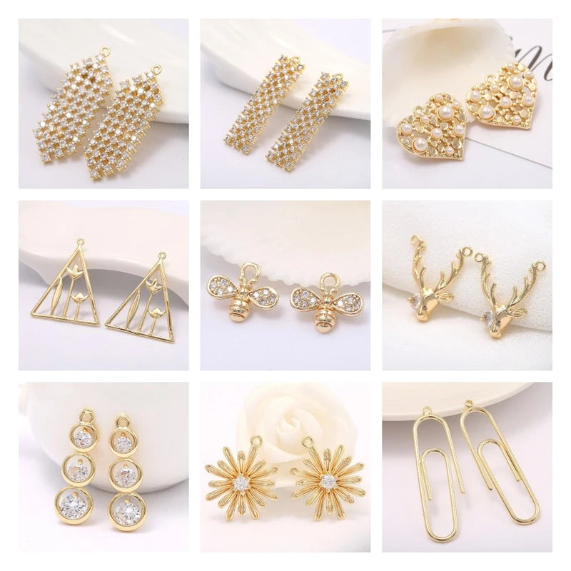 Multi Styles 18K Gold Plated Brass Flower Safety Clasps for DIY Jewelry