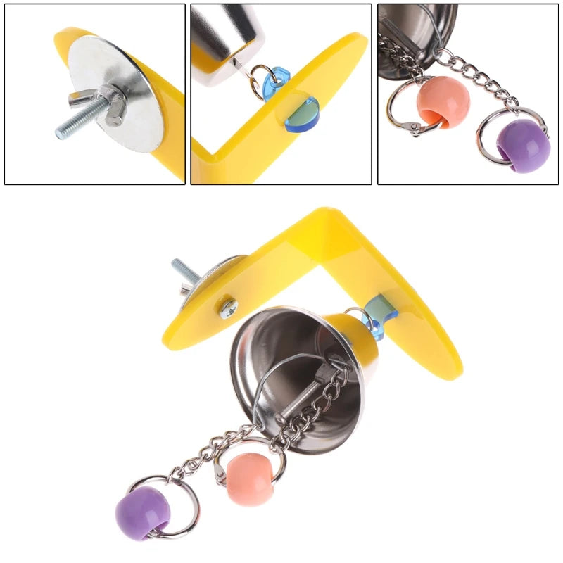 Parrot Bell Toys Birds Chewing Hanging Cage Bite Accessories Parakeet Beads Play