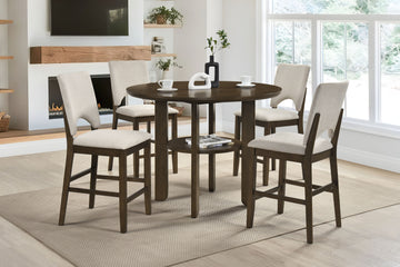 Windsor (5-Piece) Counter Dining Table Set by Homelegance - White/Brown