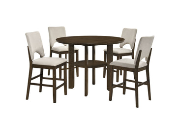 Windsor (5-Piece) Counter Dining Table Set by Homelegance - White/Brown