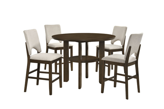 Windsor (5-Piece) Counter Dining Table Set by Homelegance - White/Brown