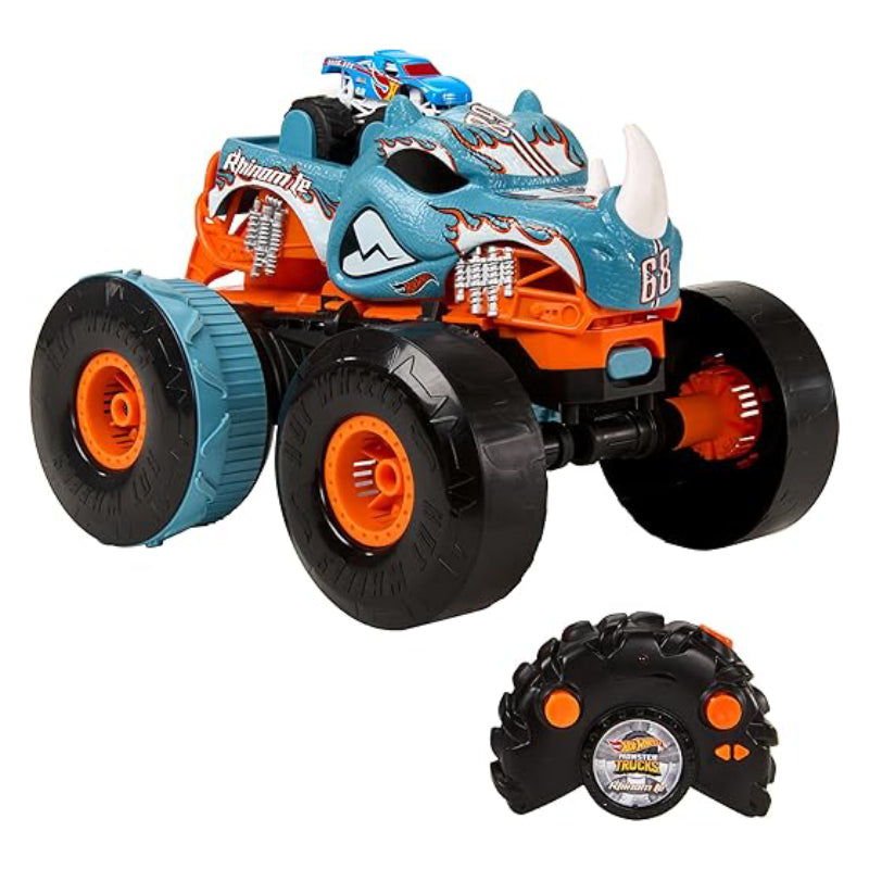 Hot Wheels Monster Trucks HW Transforming Rhinomite RC with 1:64 Scale Toy Truck