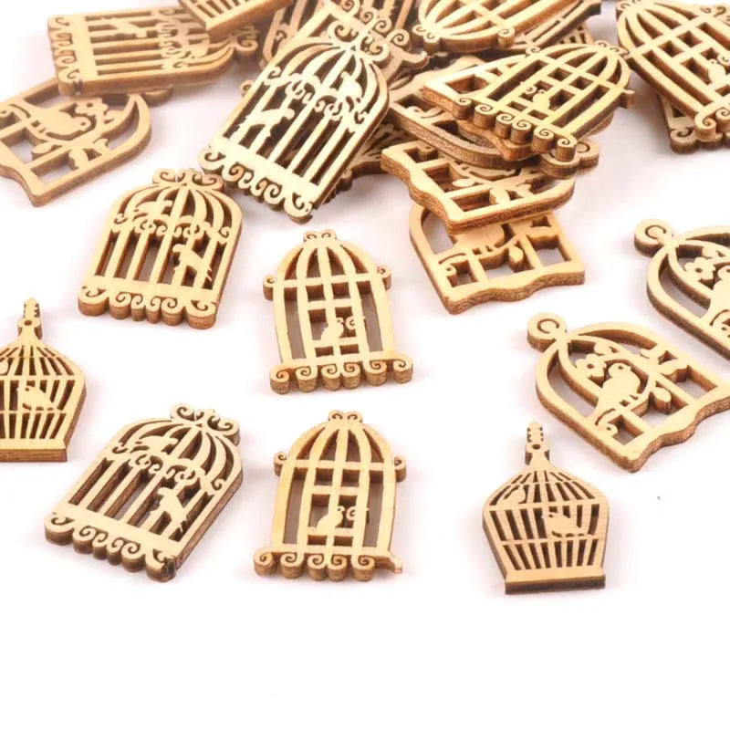 25pcs Wooden Crafts Birdcage Pattern Scrapbooking Decor