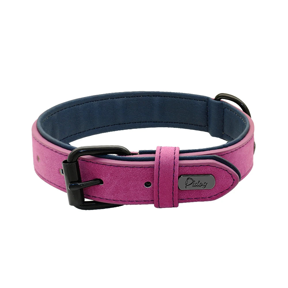 Large Dog Collar Soft Padded Real Leather for Big Dogs
