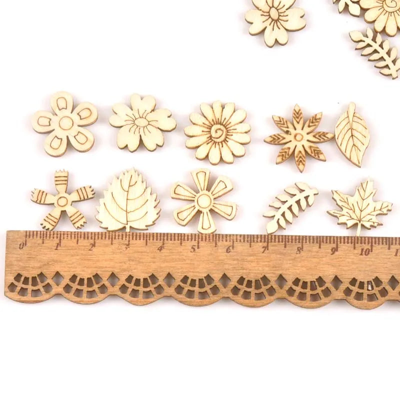 Mixed Leaf Animal Butterfly Chips Wooden Cutouts Craft Embellishments mt2520