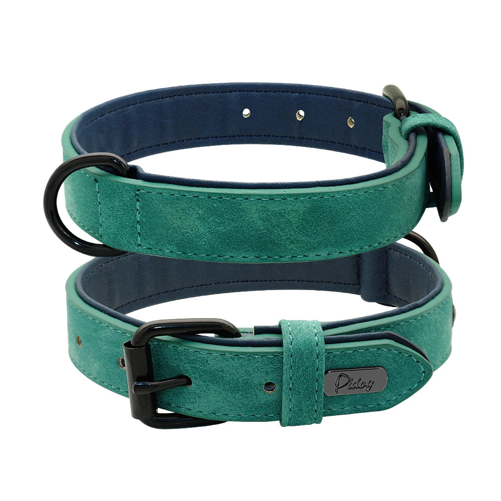 Large Dog Collar Soft Padded Real Leather for Big Dogs