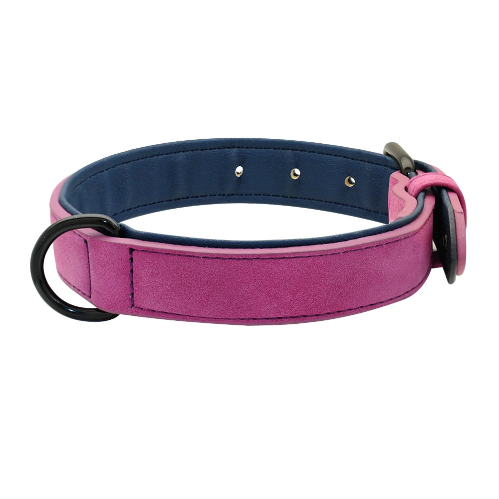 Large Dog Collar Soft Padded Real Leather for Big Dogs