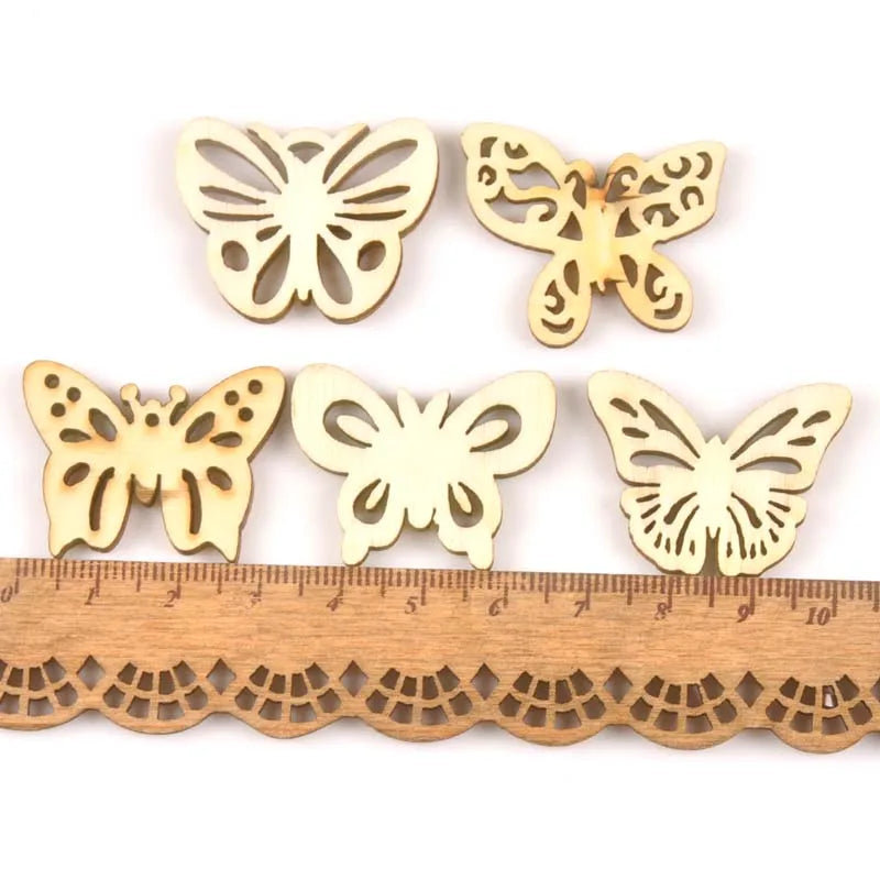 Mixed Leaf Animal Butterfly Chips Wooden Cutouts Craft Embellishments mt2520