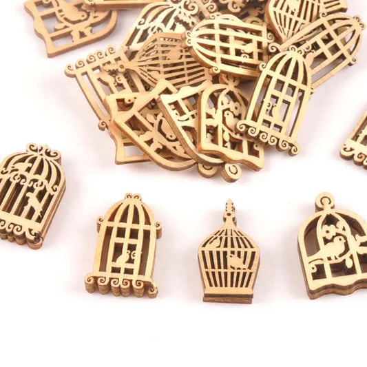 25pcs Wooden Crafts Birdcage Pattern Scrapbooking Decor